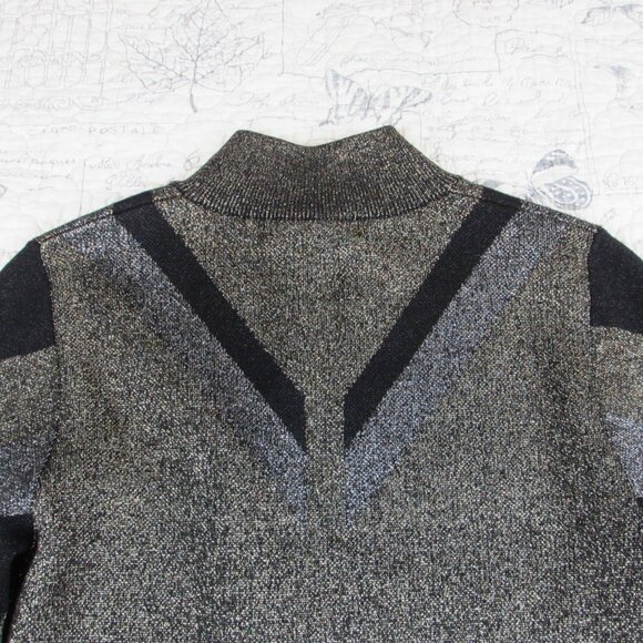 Karen Millen Metallic Bandage Knit Bodycon Dress Front Zip Gold Black UK S 4-6 - Picture 13 of 16